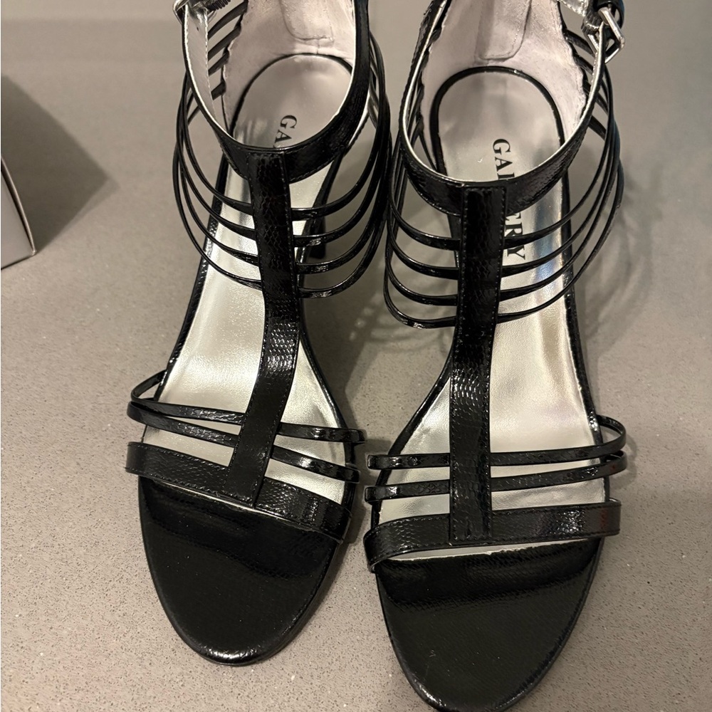 Gallery Black Strappy Heels